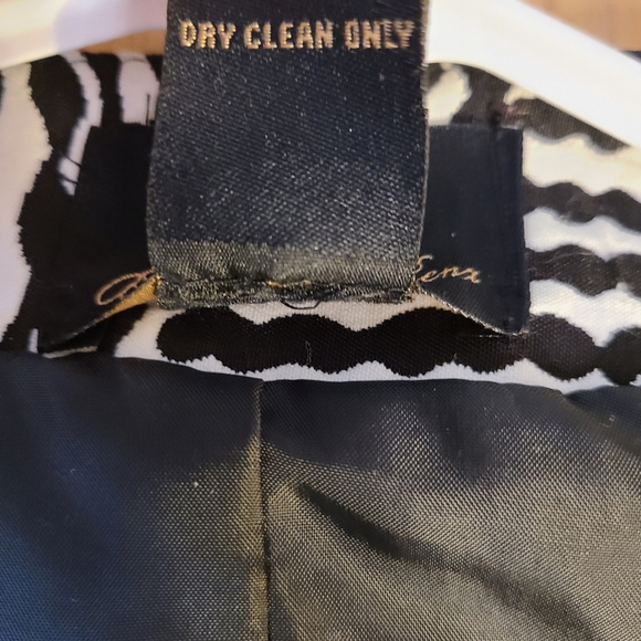 VINTAGE TRENZ by Theresa Renz Open Front Blazer Black White Abstract Size Large - Picture 7 of 10